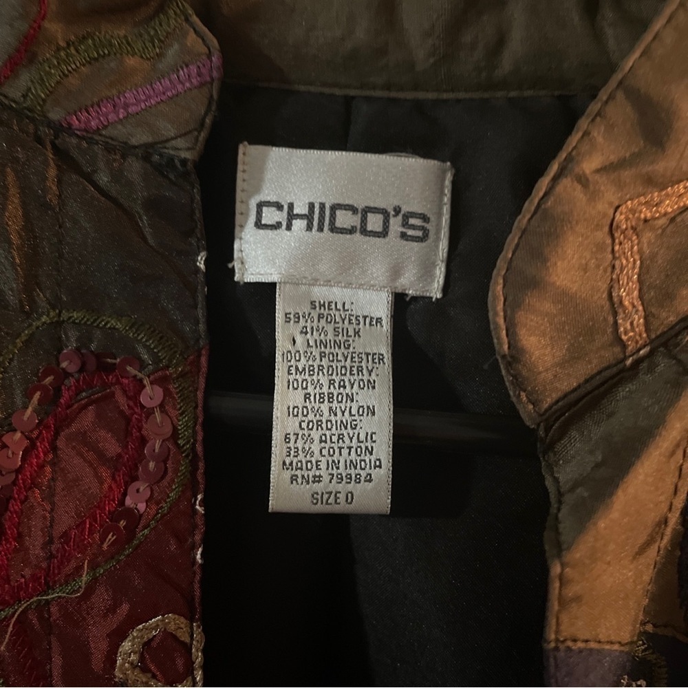 Chicos Womens Blazer Sz 0 Small Embroidered Geometric Sequins Lined - Picture 4 of 5